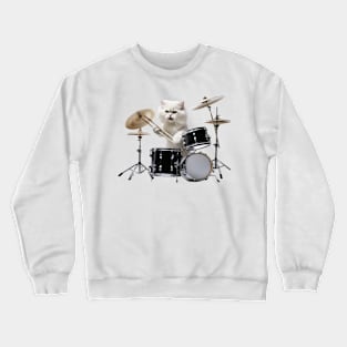 A Cat playing on drums Crewneck Sweatshirt